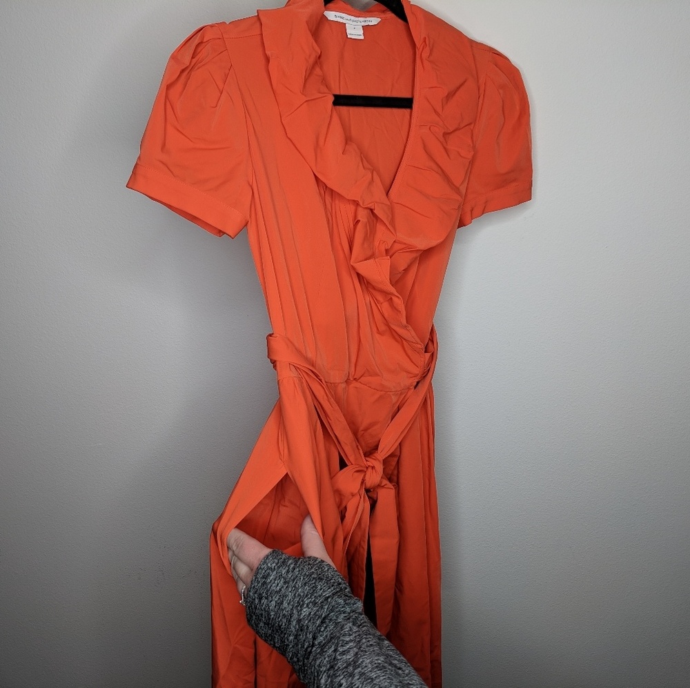 Diane von Furstenberg Bethania Wrap Dress Orange 2 - Picture 3 of 5